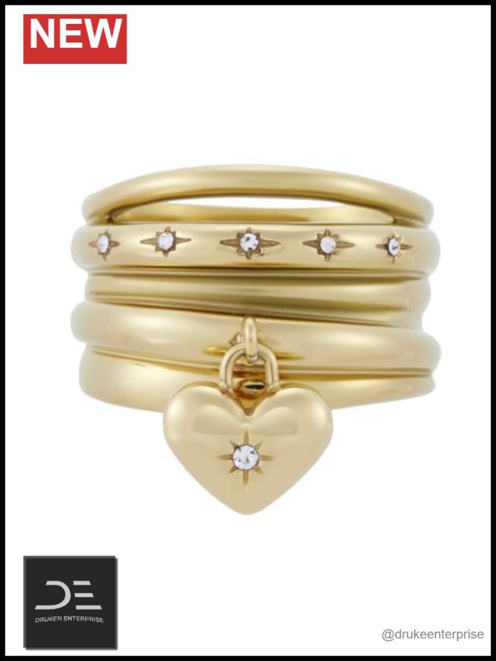 Fossil Sadie All My Love Stainless Steel Stacked Ring Sz 7